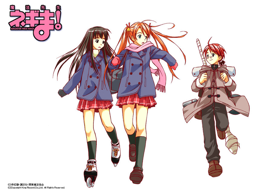 kagurazaka asuna, konoe konoka, and negi springfield (mahou sensei negima!) drawn by akamatsu_ken
