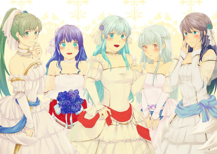 lucina, eirika, caeda, ninian, and lyn (fire emblem and 5 more) drawn by nishimura_(shinchinagachi)