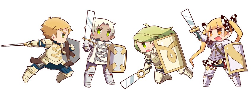 knight, berich, kate, grion, and ares (7th dragon) drawn by naga_u