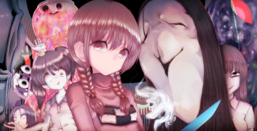 madotsuki, monoko, uboa, monoe, sekomumasada sensei, and 2 more (yume nikki) drawn by cream_(nipakupa)