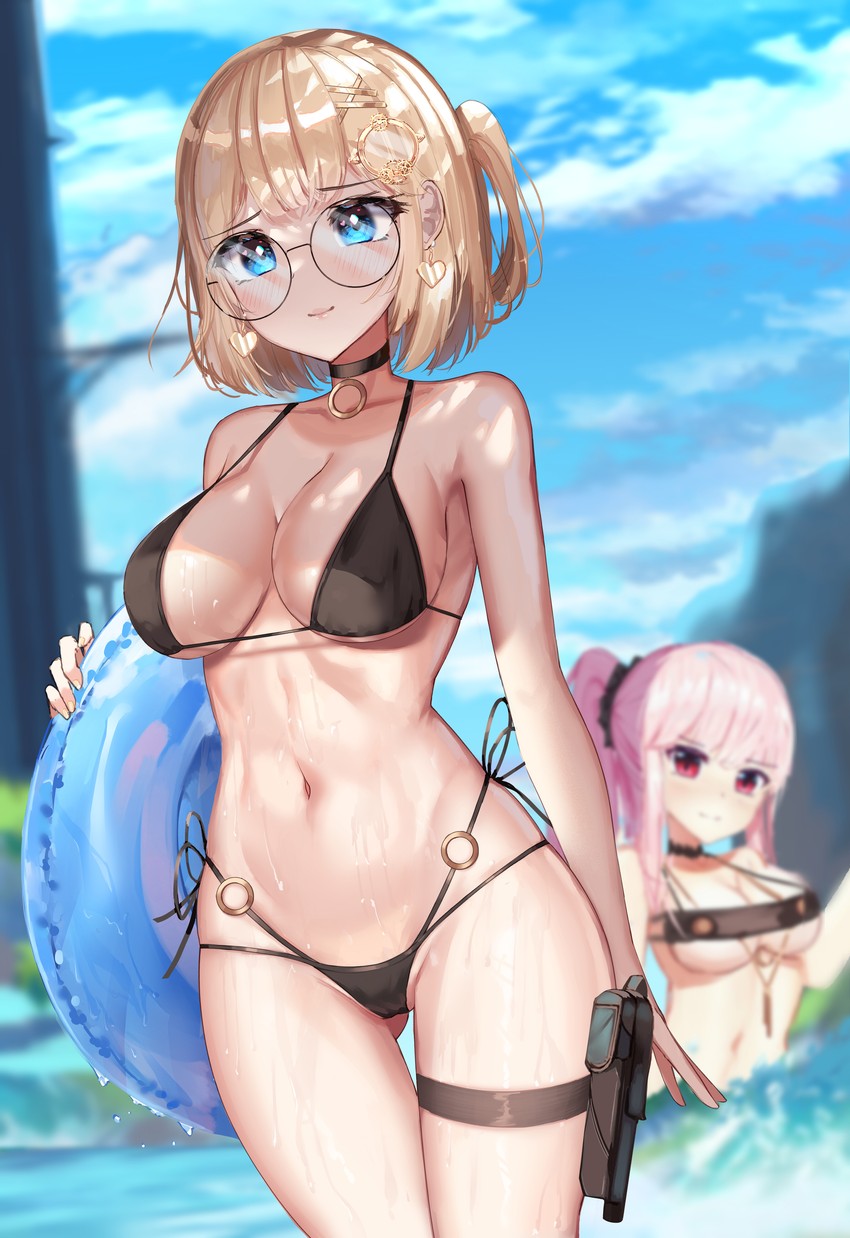 mori calliope and watson amelia (hololive and 1 more) drawn by dayshiart