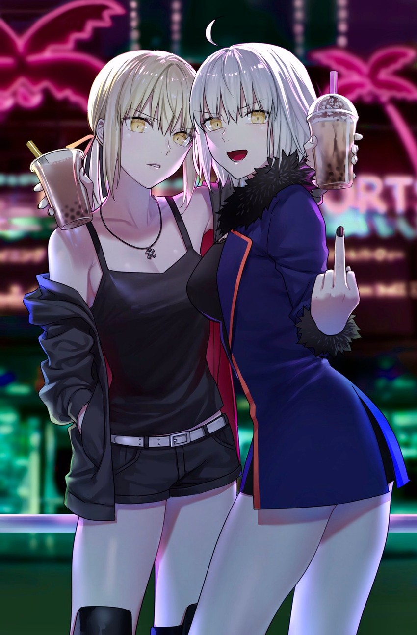 artoria pendragon, jeanne d'arc alter, and saber alter (fate and 1 more) drawn by nipi27