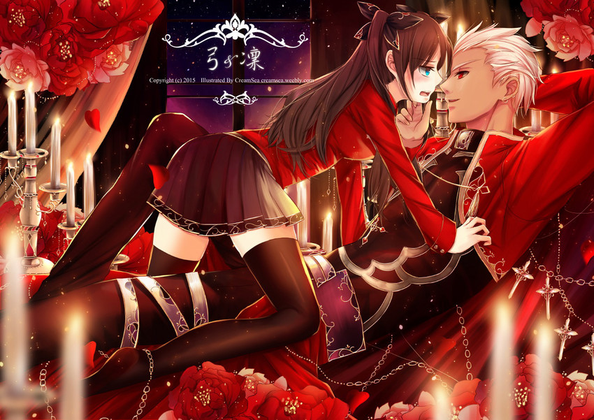 tohsaka rin and archer (fate and 1 more) drawn by creamsea