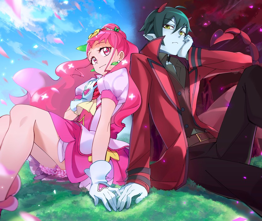 hanadera nodoka, cure grace, and daruizen (precure and 1 more) drawn by kmcho_902