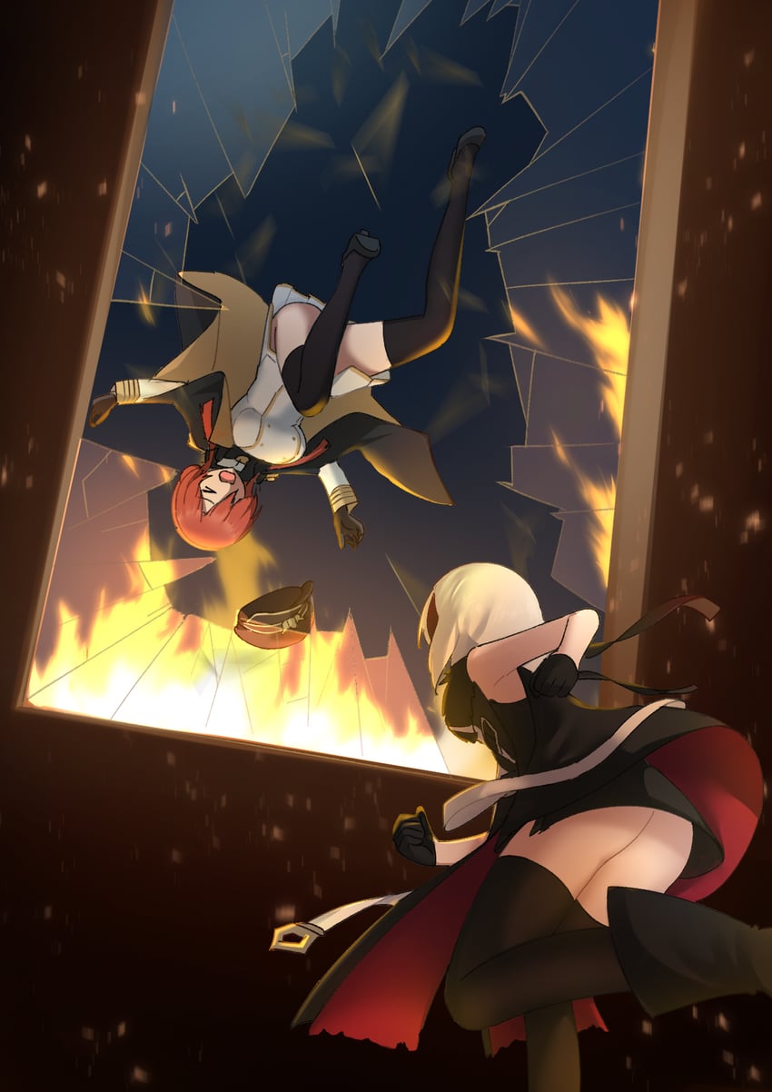 monarch and bon homme richard (azur lane) drawn by parallelrey