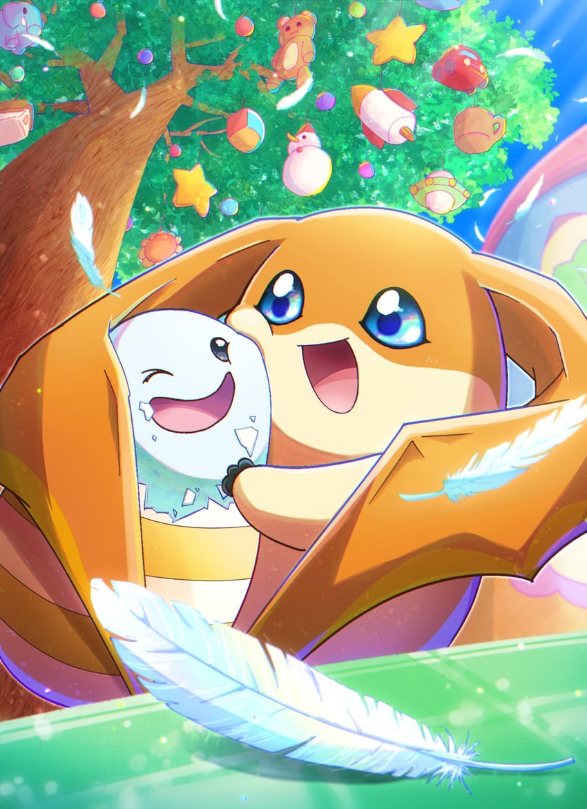 patamon and poyomon (digimon and 2 more) drawn by kato_(digiyuzu)