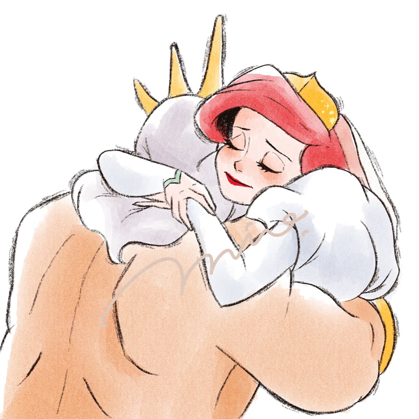 ariel and king triton (the little mermaid) drawn by mio_ney