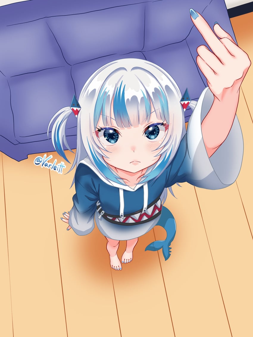 gawr gura (hololive and 1 more) drawn by varliet