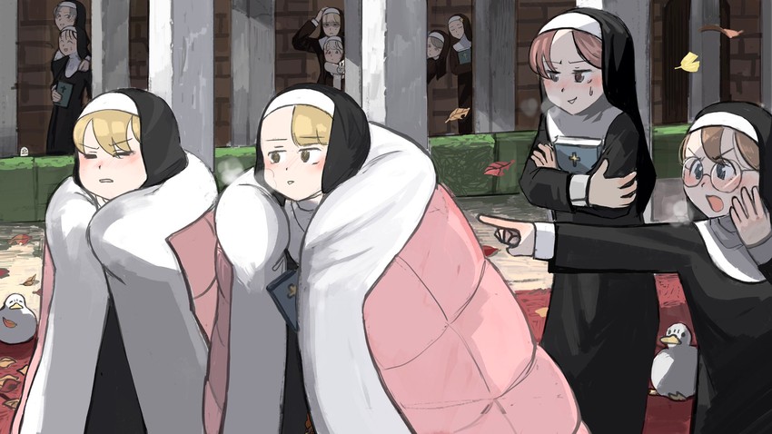 clumsy nun, spicy nun, strict nun, glasses nun, hungry nun, and 5 more (little nuns) drawn by diva_(hyxpk)