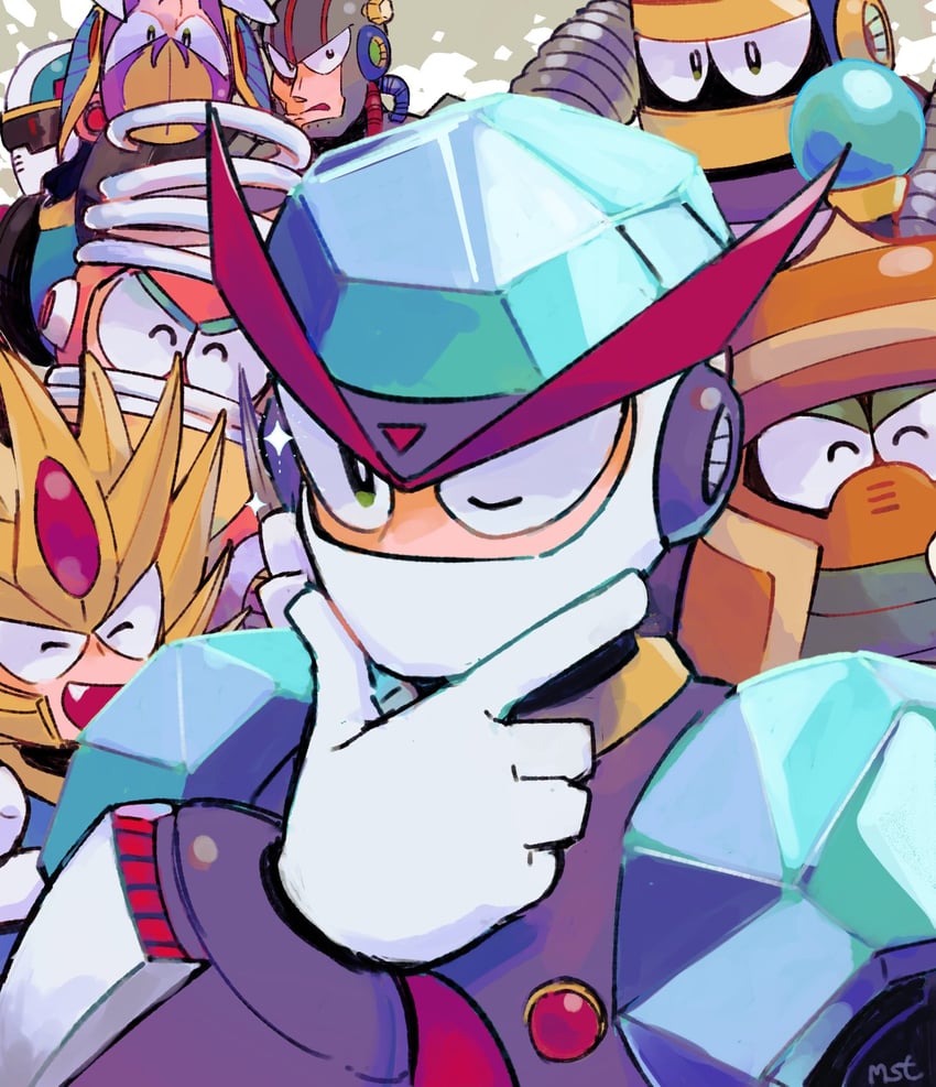 turbo man, shade man, cloud man, freeze man, burst man, and 3 more (mega man and 1 more) drawn by 1278mkyp