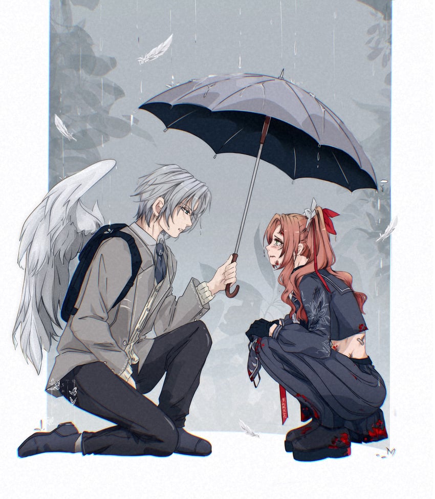 aerith gainsborough and sephiroth (final fantasy and 2 more) drawn by shanlieart
