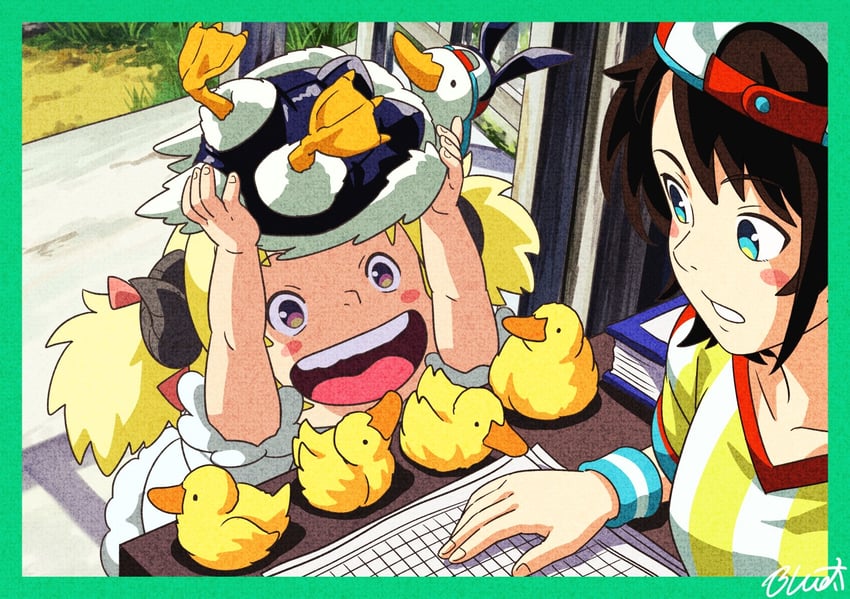 oozora subaru, tsunomaki watame, and subaru duck (hololive and 1 more) drawn by buru-dai