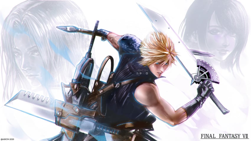 tifa lockhart, cloud strife, and sephiroth (final fantasy and 2 more) drawn by abkc94