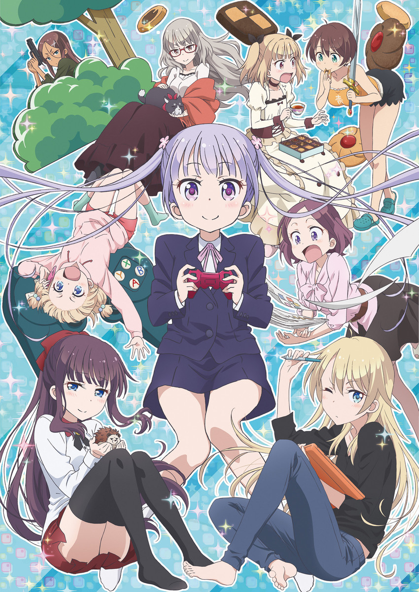 suzukaze aoba, takimoto hifumi, yagami kou, iijima yun, sakura nene, and 6 more (new game!) drawn by kikuchi_ai