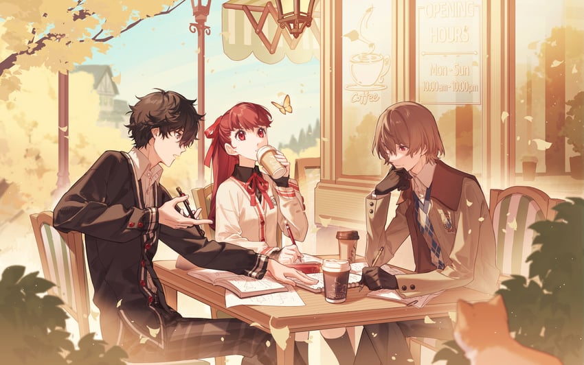 amamiya ren, yoshizawa kasumi, and akechi gorou (persona and 2 more) drawn by tsubsa_syaoin