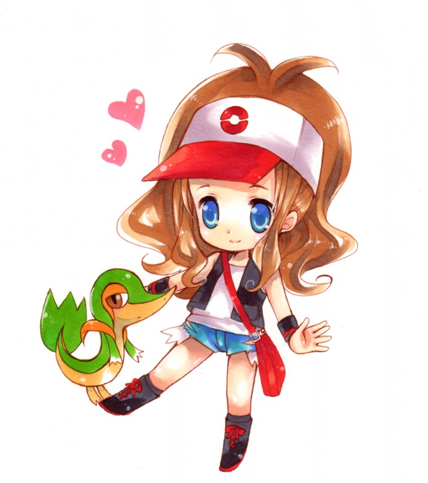 hilda and snivy (pokemon and 1 more) drawn by shira_ichigo_(ichigohou)