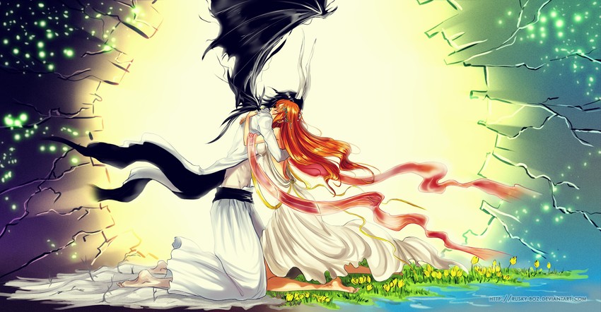 inoue orihime and ulquiorra cifer (bleach) drawn by rusky