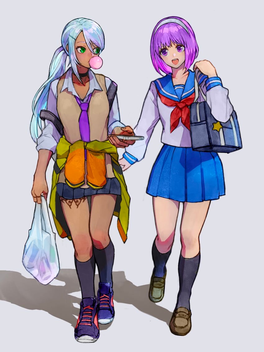 asamiya athena and isla (the king of fighters and 1 more) drawn by oni_gini