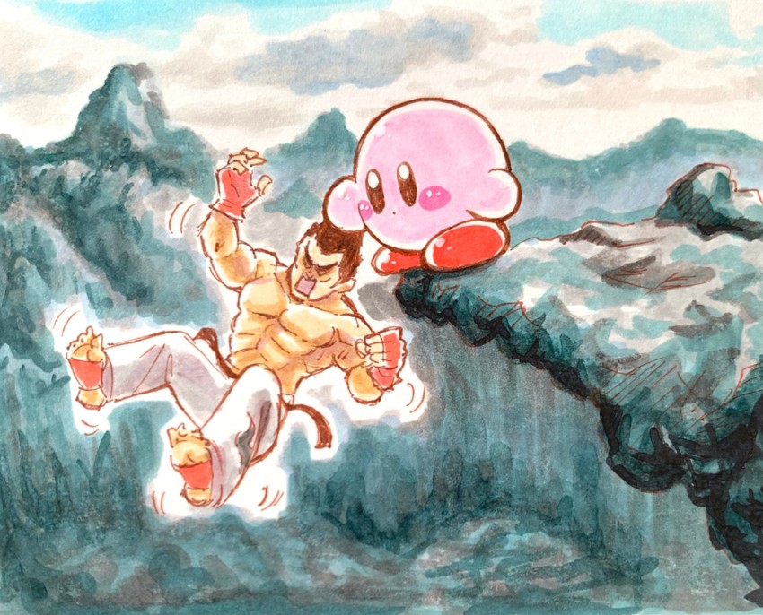 kirby and mishima kazuya (kirby and 2 more) drawn by miclot