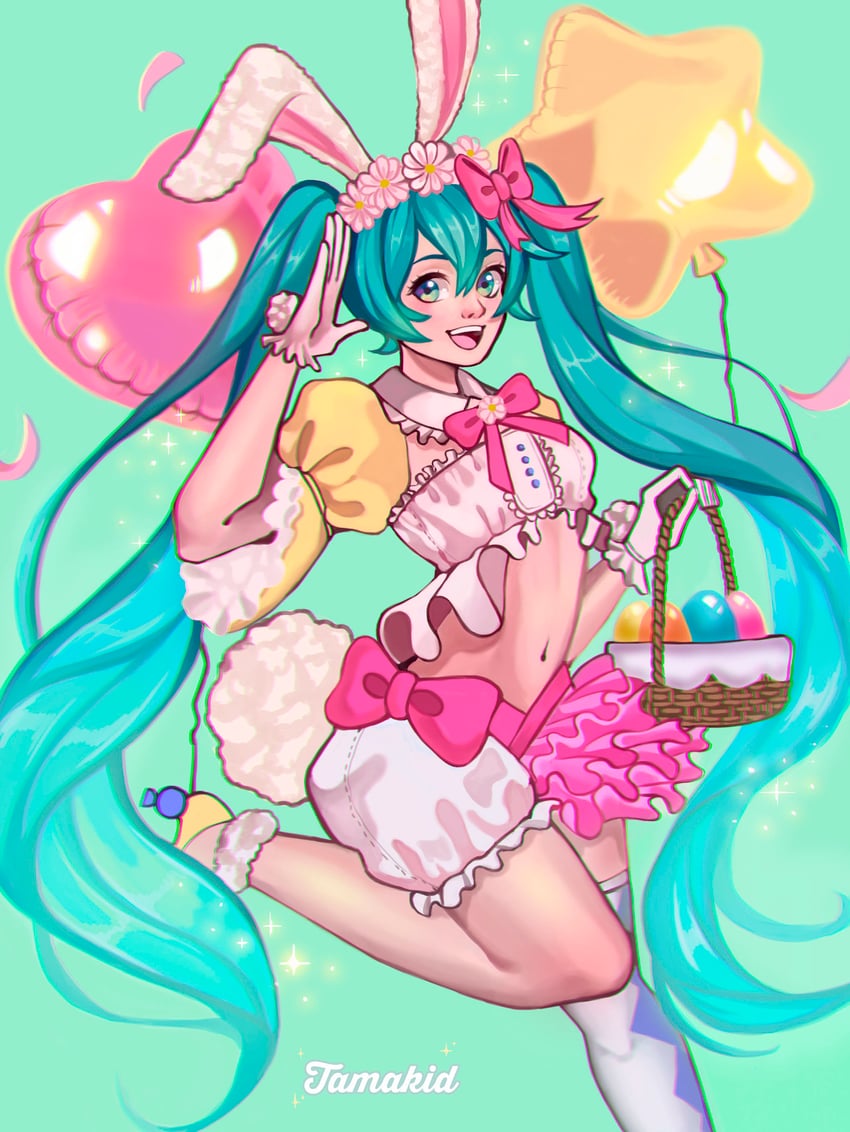 hatsune miku (vocaloid and 1 more) drawn by tamakid
