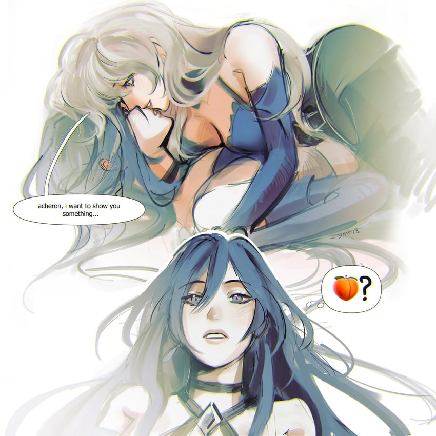 acheron and black swan (honkai and 1 more) drawn by ymr18