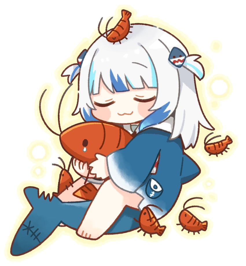 gawr gura and ebi-chan (hololive and 1 more) drawn by same_anko