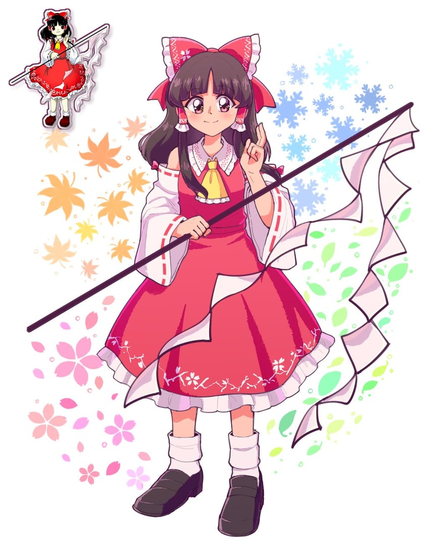 hakurei reimu (touhou and 1 more) drawn by clover_(clover11_40)