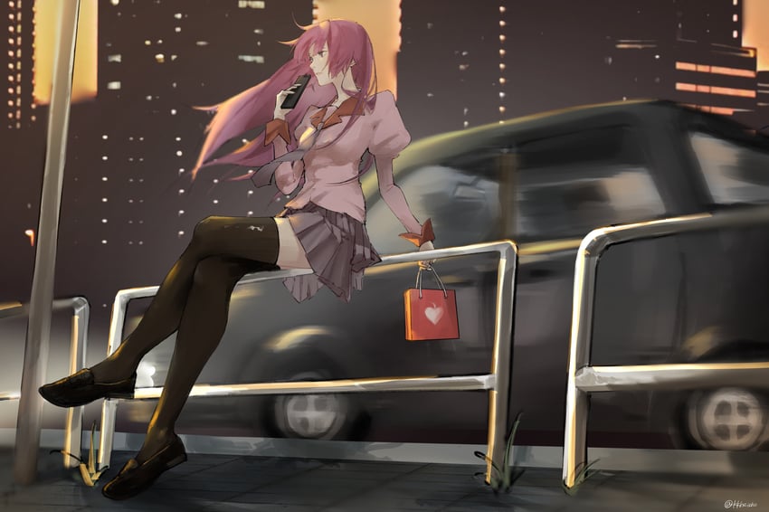 senjougahara hitagi (monogatari and 1 more) drawn by kkheicho