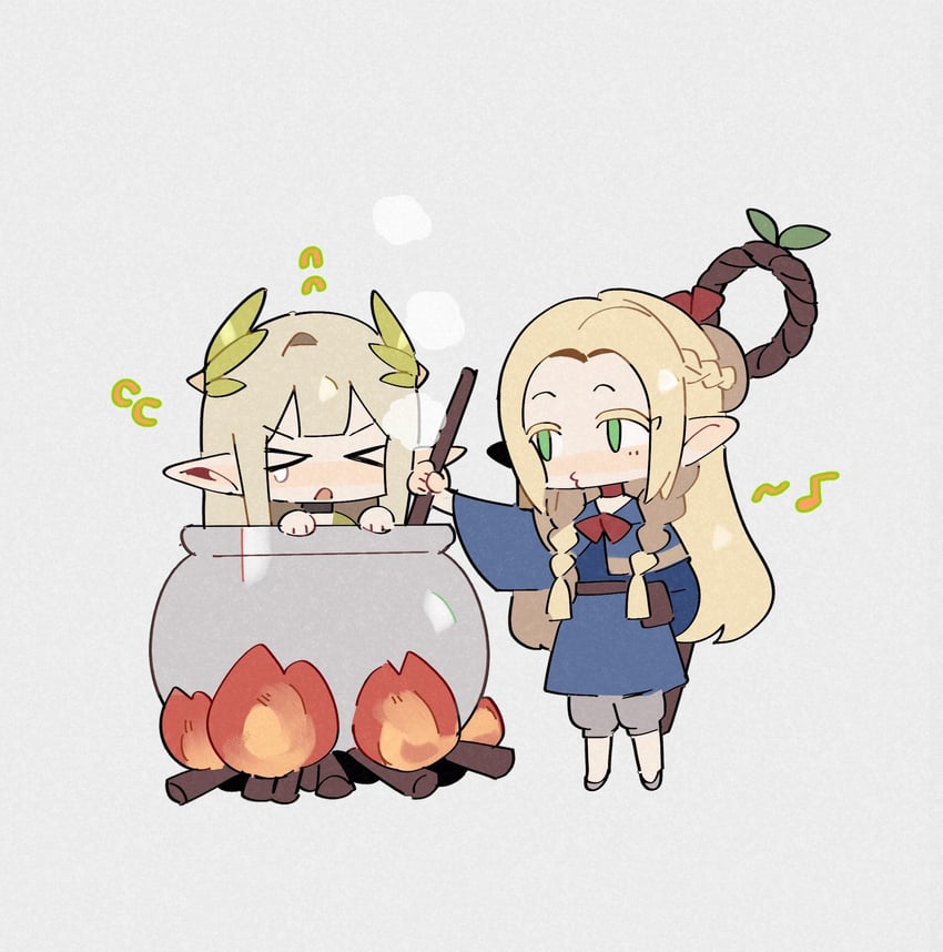 marcille donato and muelsyse (arknights and 1 more) drawn by hl_(iamawhitehippo)
