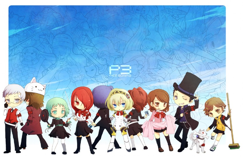 yuuki makoto, aigis, shiomi kotone, takeba yukari, kirijou mitsuru, and 6 more (vocaloid and 4 more) drawn by gengendou