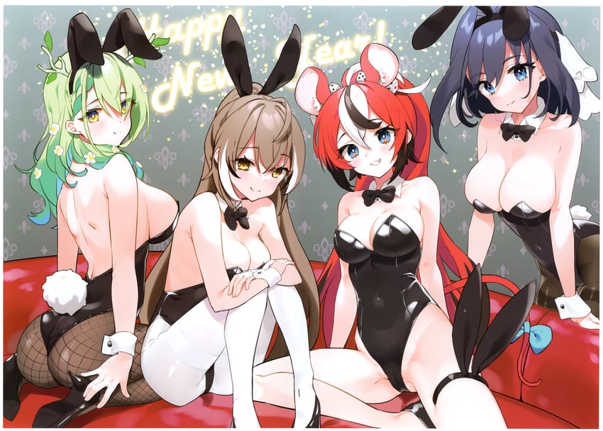 ouro kronii, nanashi mumei, hakos baelz, and ceres fauna (hololive and 1 more) drawn by kutata