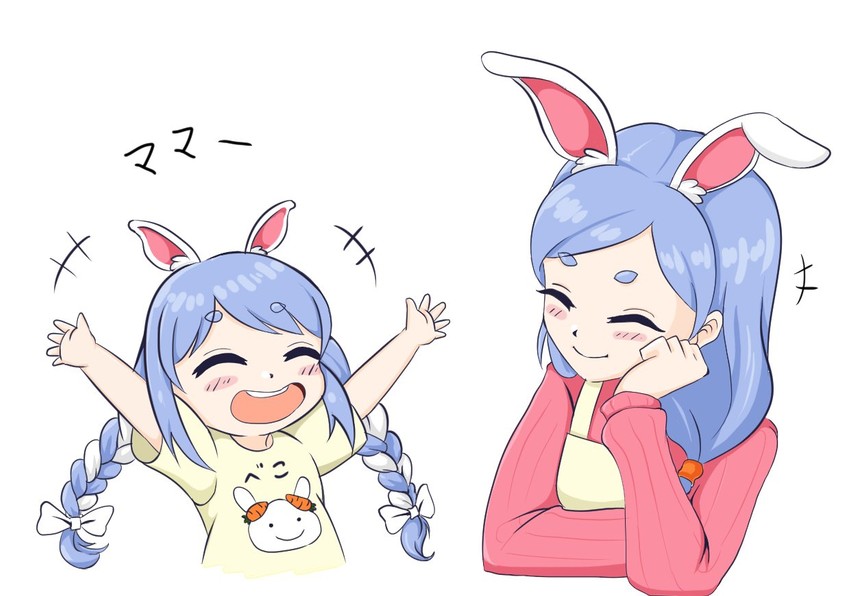 usada pekora, pekomama, and pekomon (hololive) drawn by stevenganart