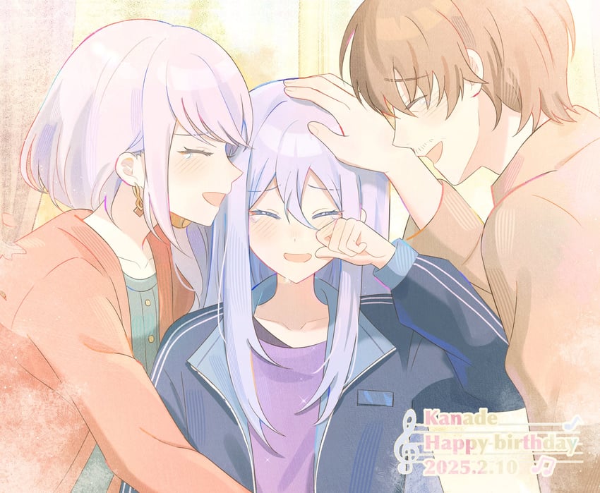yoisaki kanade, yoisaki kanade's mother, and yoisaki kanade's father (project sekai) drawn by sinyu_u