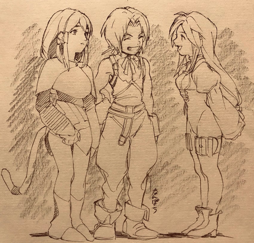 zidane tribal, garnet til alexandros xvii, and mikoto (final fantasy and 1 more) drawn by nanpou_(nanpou0021)
