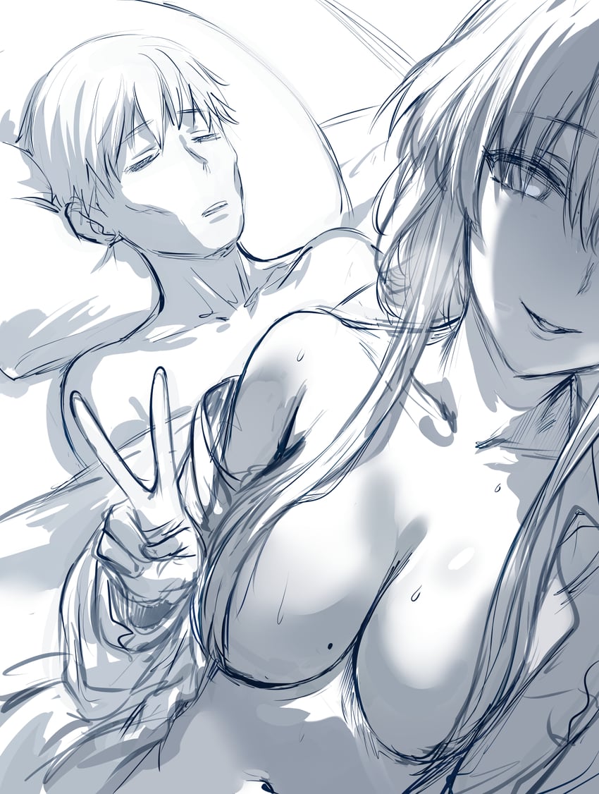 trailblazer, kafka, and caelus (honkai and 1 more) drawn by hews