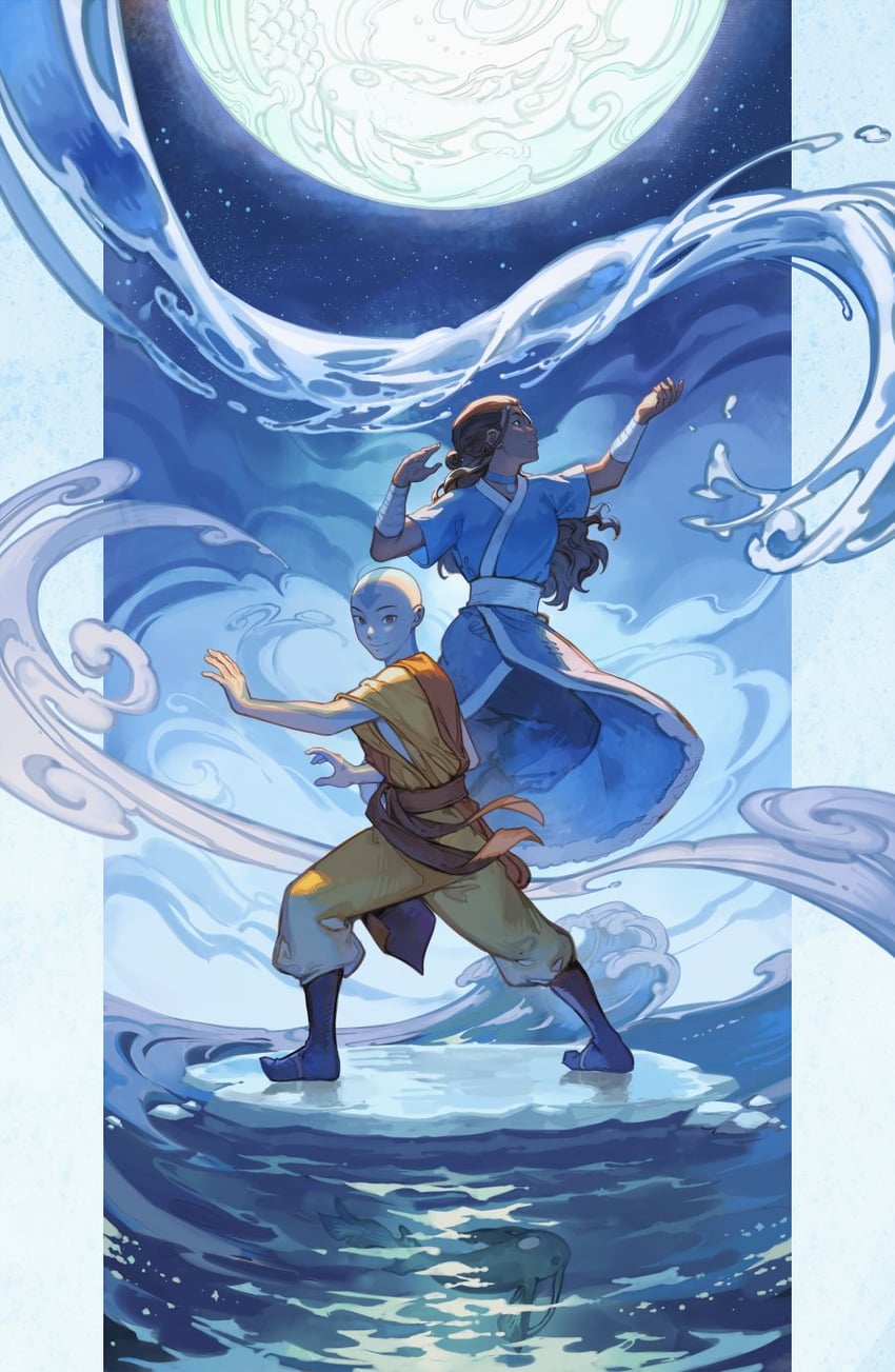 katara and aang (avatar legends and 1 more) drawn by velinxi