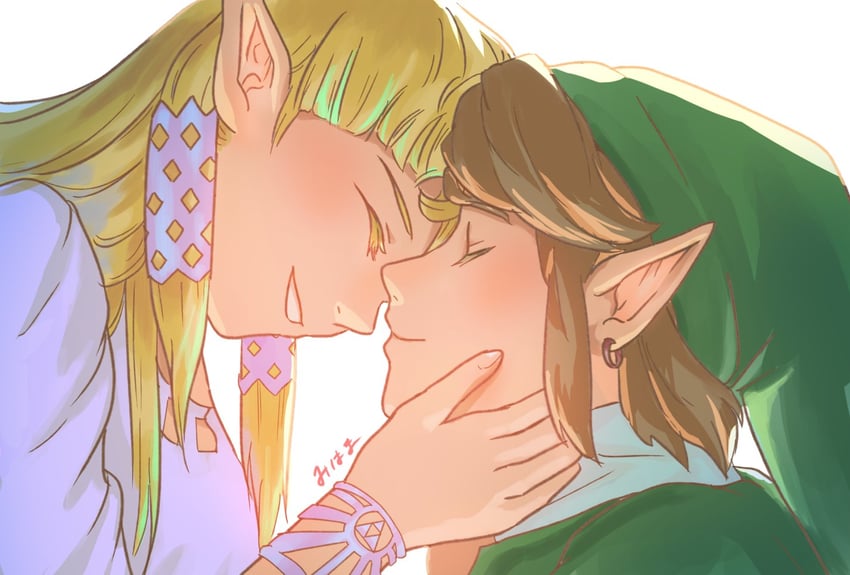 link and princess zelda (the legend of zelda and 1 more) drawn by mihama66