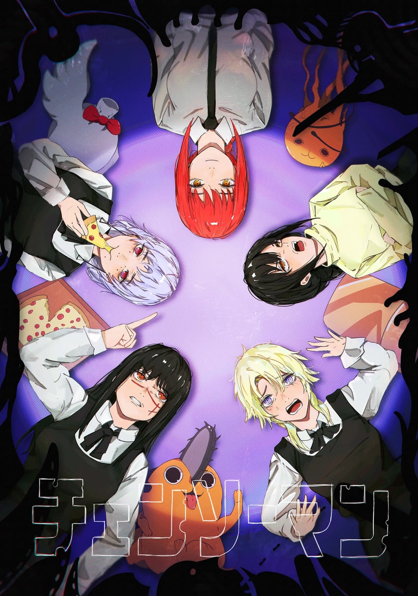 makima, yoru, pochita, fami, nayuta, and 2 more (chainsaw man) drawn by big_chunger