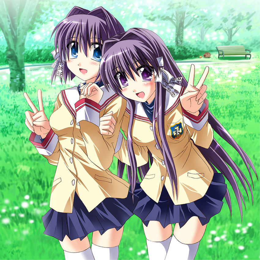 fujibayashi kyou and fujibayashi ryou (clannad) drawn by otoki_raku
