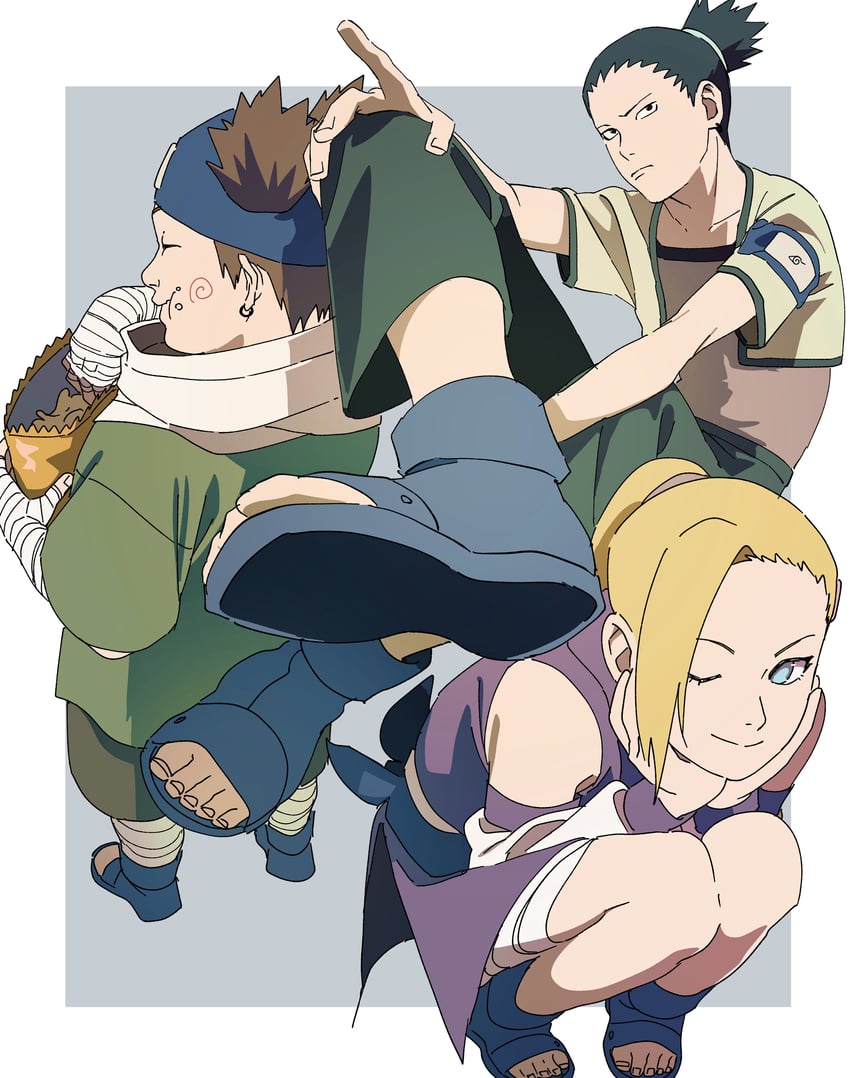 yamanaka ino, nara shikamaru, and akimichi chouji (naruto) drawn by pnpk_1013