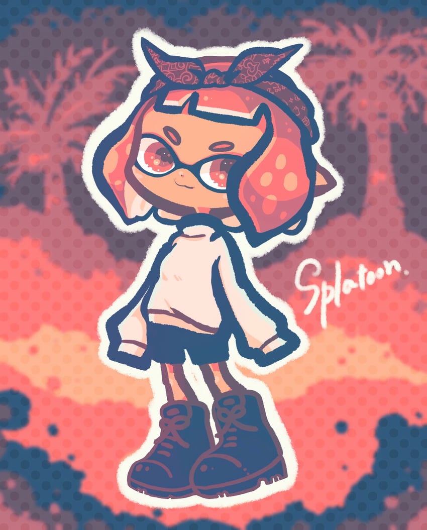 inkling player character and inkling girl (splatoon) drawn by temetemetomo