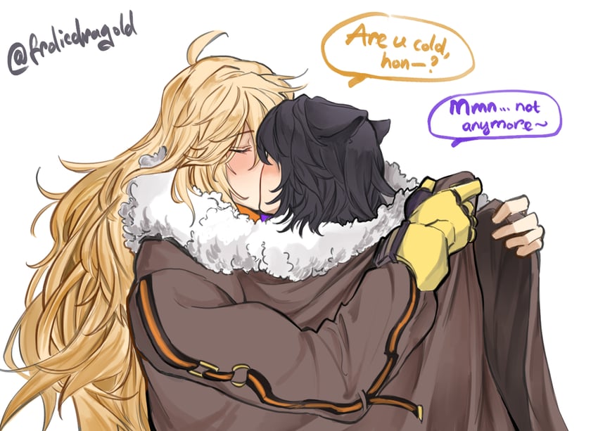 yang xiao long and blake belladonna (rwby) drawn by frolicdragold