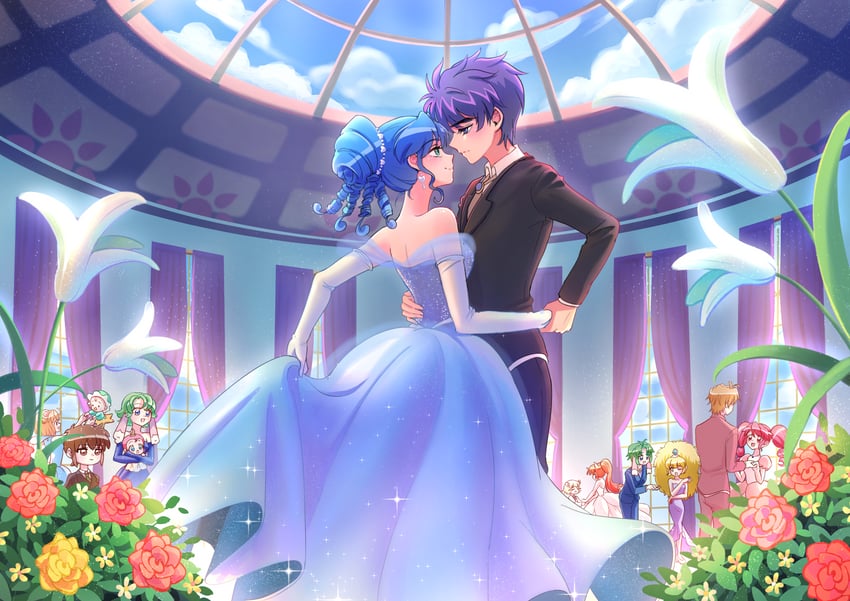 fine, rein, leonne, shade, altessa, and 5 more (fushigiboshi no futago hime) drawn by rapunzel_xiaxin