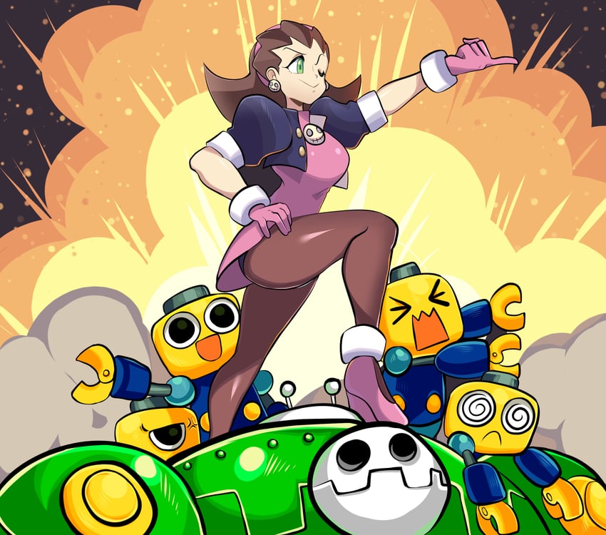 tron bonne and servbot (mega man and 1 more) drawn by missandydandy