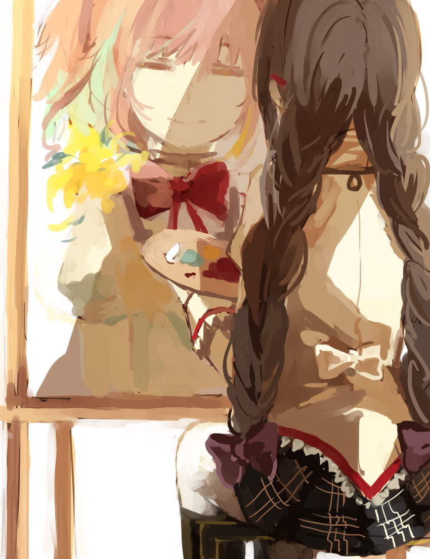 akemi homura and kaname madoka (mahou shoujo madoka magica) drawn by lemontea
