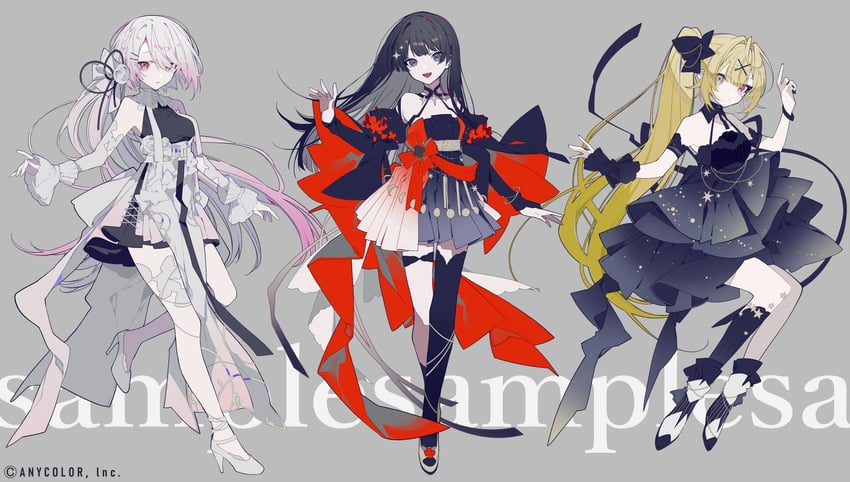 tsukino mito, hoshikawa sara, and shiina yuika (nijisanji) drawn by mochizuki_kei