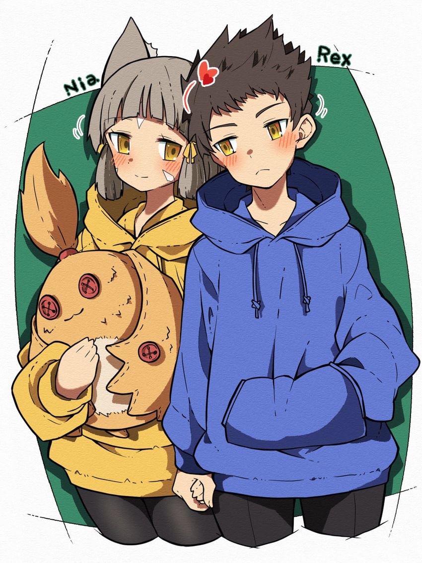 nia and rex (xenoblade chronicles and 1 more) drawn by highena