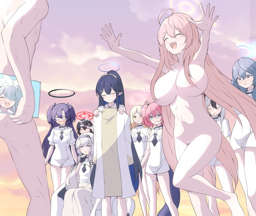 sensei, yuuka, kayoko, arona, hanako, and 6 more (blue archive) drawn by tonomiya68