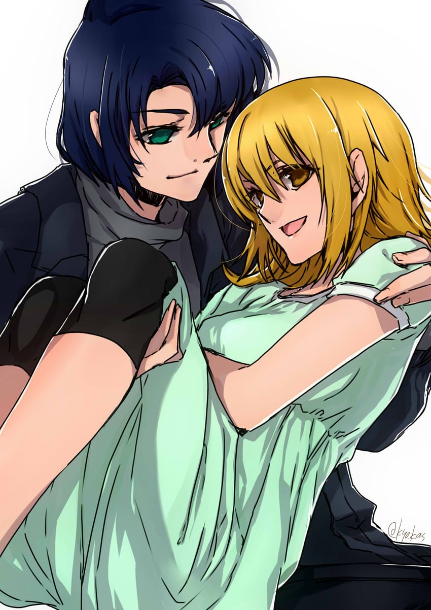 cagalli yula athha and athrun zala (gundam and 1 more) drawn by huxoran77