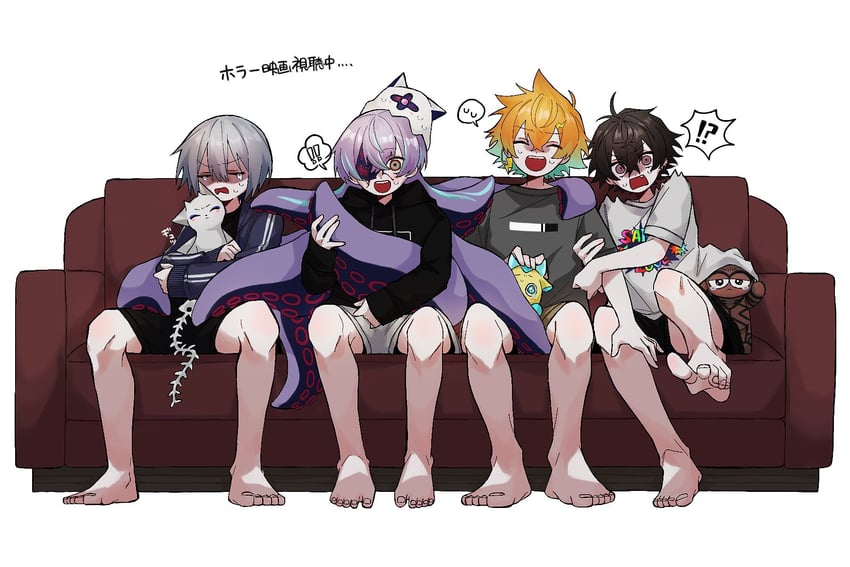 hoshirube sho, usami rito, saiki ittetsu, koyanagi rou, and otomo (nijisanji) drawn by nyunyunyuringo
